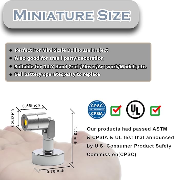 Metal Miniature LED Lights,Tiny Spot Light with Magnet Base,Battery Operated LED Lights,Wireless Miniature Spot Light for Artwork Painting,Jewelry Showcase,DIY Hand Craft (Blue)