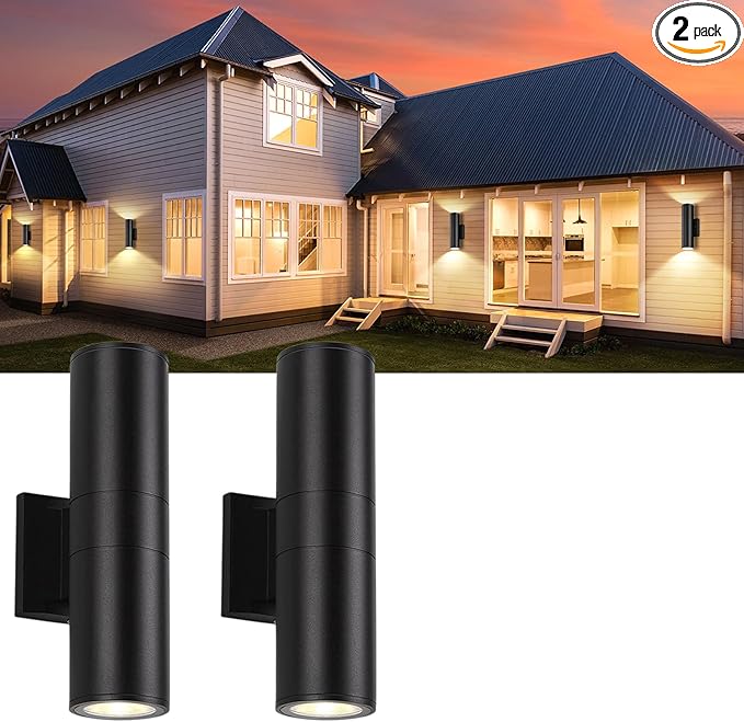 2Pack 14inch LED Square Up & Down Wall Lights,14W Outdoor Wall Light 4000K Day White Aluminum Body Waterproof IP65 LED Exterior Light Fixtures Wall Mount for House Patio Garage Garden.