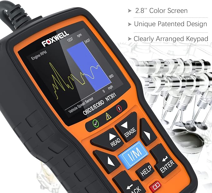 FOXWELL NT301 OBD2 Scanner Live Data Professional Mechanic OBDII Diagnostic Code Reader Tool for Check Engine Light