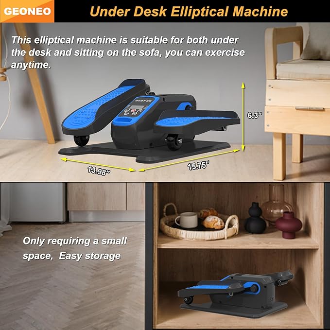 Under Desk Elliptical Machine, Electric Elliptical Exerciser for Senior, Quiet & Small Electric Seated Pedal Exerciser for Home with Display Monitor, Remote Control & 12 Adjustable Speeds