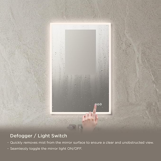Blossom 21x36 LED Mirror for Bathroom | Backlit LED Vanity Mirror with Anti-Fog, Stepless Dimmable & 3 Color Temperature | Lighted Mirrors for Bathroom Wall | Smart Vanity Makeup Mirror with Lights