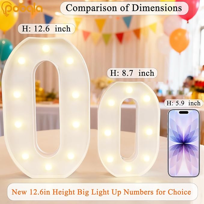 Pooqla 30th Birthday Decorations for Her Him, Large 12.6 in Tall Light Up Numbers for Party Decorations Table Decor, Big Marquee Numbers 30th Birthday Gift for Women Men Wedding Anniversary Decor