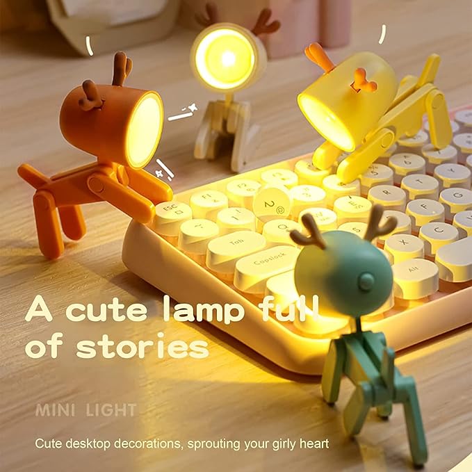 Cute Night Light for Kids, Mini Led Table Desk Lamp, Decorative Lamp Indoor Nightstand, Animal Pet Nightlights, Christmas Decorate Birthday Gifts for Children, Students (1 x Off-White Deer)