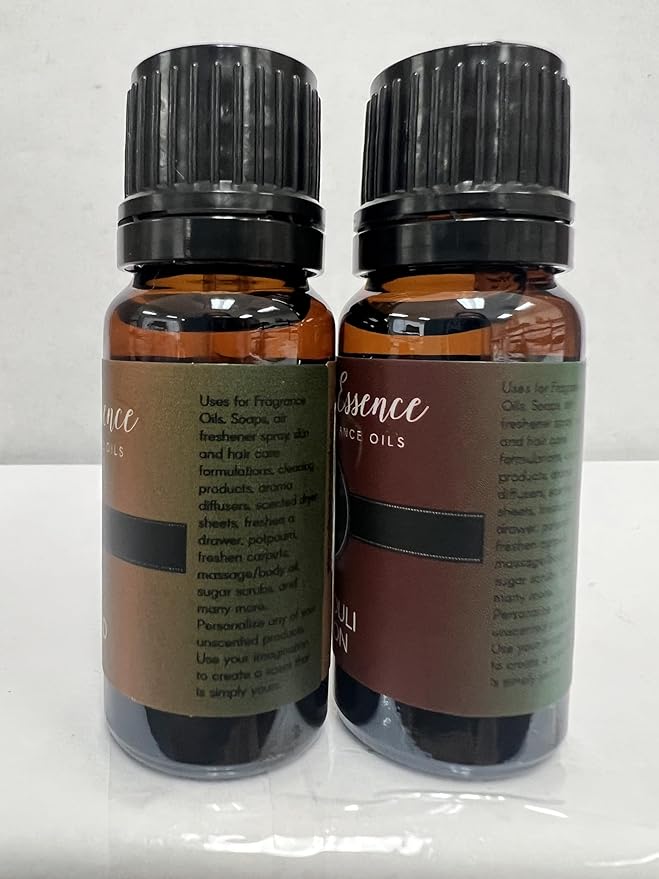 Eternal Essence Oils 2 Pack 10ml Premium Fragrance Oil - Amberwood Moss & Patchouli Saffron - for Candle, Soap Making, Aromatherapy, Diffusers, Home Care, & Humidifiers