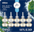 Glade PlugIns Refills Air Freshener, Sea Mist & Cypress, Scented and Essential Oils for Home and Bathroom, 0.67 Fl Oz, 10 Count