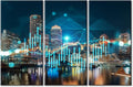 TUMOVO Forex Graph Hologram Canvas Paintings Bedroom Canvas Wall Art 3 Panel Downtown View Boston Skyline Buildings Pictures Wall Art for Living Room Ready to Hang (42" Wx28 H)