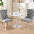 SoarFlash Kitchen Table and Chairs for 2, 31.5" Dining Table Set for 2 with Linen Upholstered Chairs, 3 Piece Round Kitchen Table Set, Dining Room Table Set for Small Space, Apartment, Grey/White