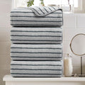 Oliven 4 Piece Grey Cabana Stripe Large Bath Towels Oversized Bath Sheet Super