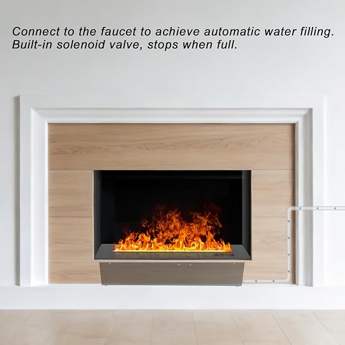 3D Water Vapor Fireplace Smart Electric Flame Decoration Steam Fireplace Humidifier W/Tap Water for Office, Home, Hotel,Restaurant(Single,59")