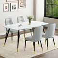 White Dining Table Set for 4, 62'' Dining Table Set for 4, Sintered Stone Dining Room Sets for 4, Easy to Assemble