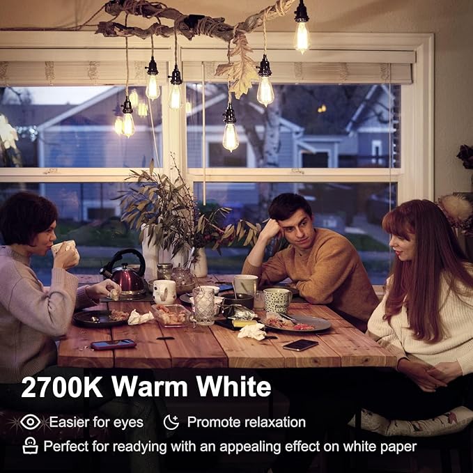 TJOY Edison Light Bulbs, Dimmable Vintage LED Light Bulbs, E26 Medium Base, Warm White 2700K, ST58, 6W, 800LM, 80+ CRI, Antique Decorative LED Filament, Clear Glass, 6 Pack