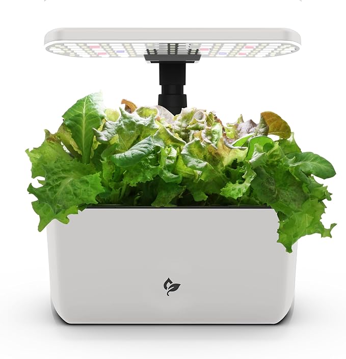 AeroGarden Harvest Lite in Cream, Soil-Free Indoor Hydroponic Garden with LED Grow Light for Year-Round Gardening of up to 6 Herbs and Vegetables