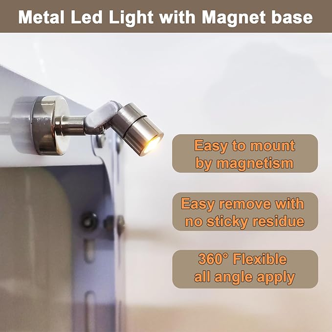 Metal Miniature LED Lights,Tiny Spot Light with magnet base,Battery Operated LED Lights,Wireless Miniature Spot Light for Artwork Painting,Jewelry Showcase,DIY Hand Craft (Multicolor changing)
