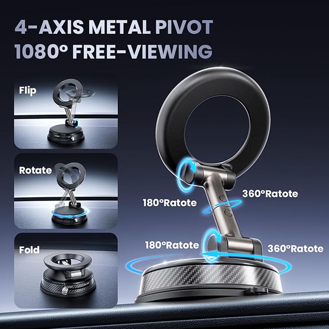 360° Adjustable Magnetic Phone Holder for ,iPhone 17 Pro Max, 16, 15, 14, 13, 12, Air Plus & More | Ideal for Cars, Kitchens, Bedrooms, Gyms & Other Locations | Secure, Versatile & Convenient