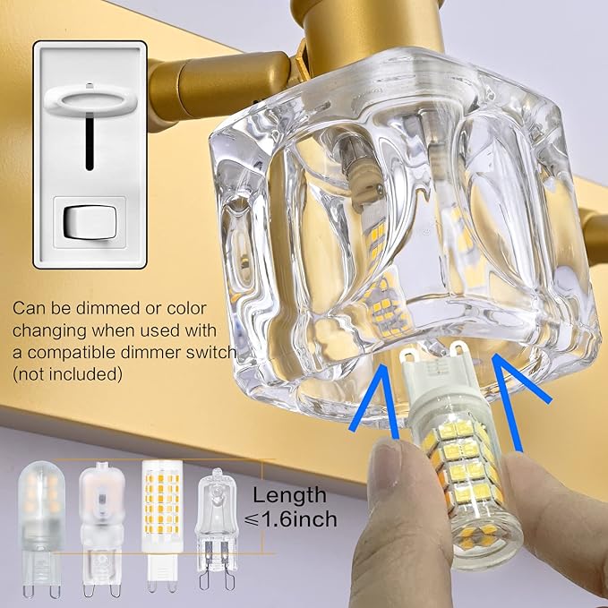 PRESDE 6 Light Bathroom Vanity Light Modern Gold Crystal Bathroom Lighting Fixtures Over Mirror
