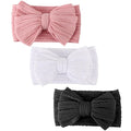 DRESHOW BQUBO Handmade Baby Headbands Soft & Stretchy Hair Bands with Bows Nylon Bows Hairbands for Girls Newborn Infant Toddlers Hair Accessories 3 pack