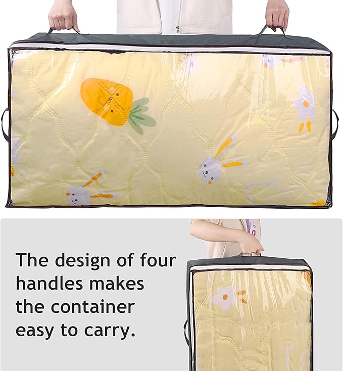 90L Under Bed Storage Containers, Underbed Toy Organizers and Clothing Storage Bags, Closet Storage Bins with Clear Lids for Bed Sheets Blanket Clothes Comforter Bedding Bedroom Dorm, 2 Pack