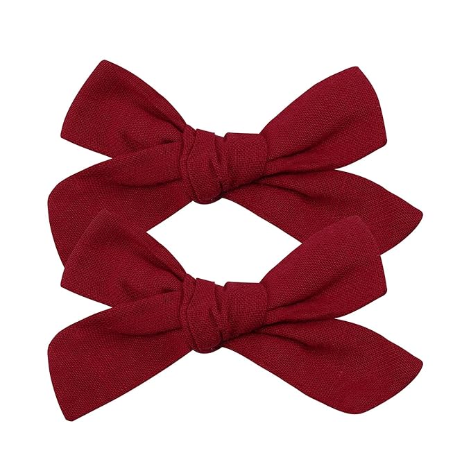 3.2 Inch Linen Baby Girl Hair Clips, Hair Bows for Toddler Kids, Alligator Clip Hair Accessories for Babies, Christmas Red