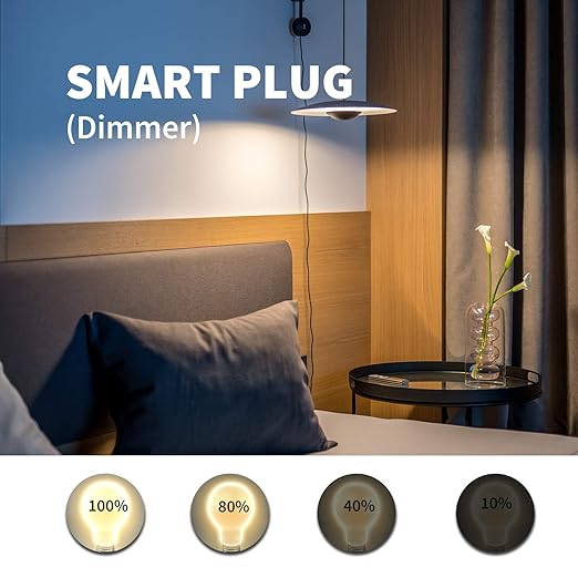 Zwave Smart Light Dimmer Plug, Plug-in Socket, Built-in Repeater, Z Wave Hub Required, Works with SmartThings, Wink, Alexa, Google Assistant