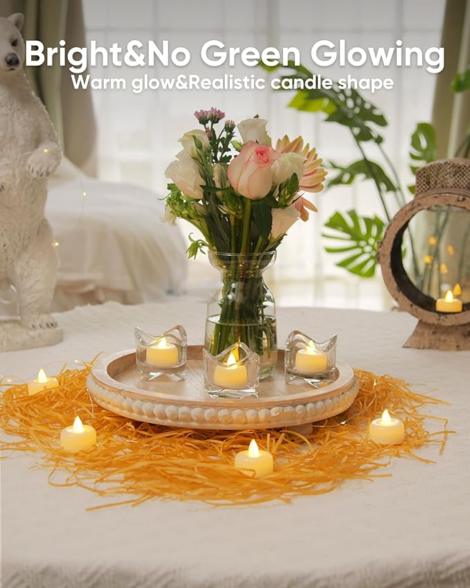 Amagic 50Pack Flameless LED Tea Lights Candles Battery Operated, Electric Fake Tealight Candles for Votive, Halloween, Christmas, Home Decor, Wedding, Table Decor (50Pack)