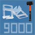Tile Leveling System 1/16" Spacers Tile Leveler Clips DIY Tile Leveler Spacers 9000 Pcs and Tools Harden Rubber Mallet Hammer 16 oz for Professional Ceramic Tile and Stone Installation