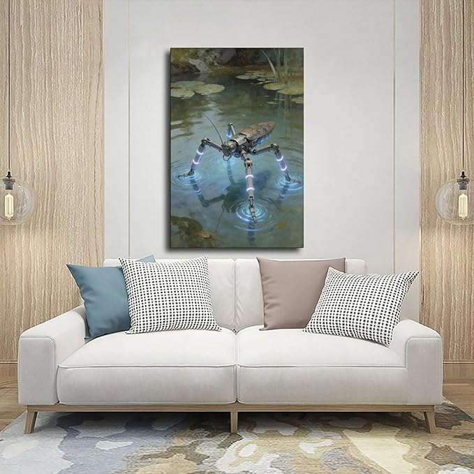 Framed Modern Sci Fi Wall Art for Living Room And Studio Futuristic Minimalist Decor 24x36inch(60x90cm)