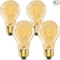 A19 Vintage LED Edison Bulbs 60 Watt, 4-Pack Dimmable E26 A19 6W LED 2700K Warm White Light Bulbs, E26 Base 6W Equal 60W A19/A60 Decorative Amber Light Bulb, 500LM (Upgrade Version)