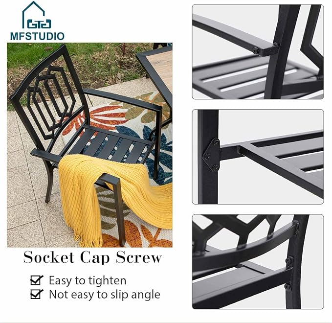 MFSTUDIO Patio Table and Chairs Set, Patio Dining Set for 8 with Expandable Table, 9 Piece Metal Outdoor Dining Set, Outdoor Patio Furniture Set for Deck Backyard Poolside Garden