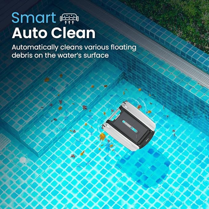 Betta SE Solar Powered Automatic Robotic Pool Surface Skimmer Cleaner with 24/7 Continuous Cleaning Battery Power and Re-Engineered Twin Salt Chlorine Tolerant Motors (White)