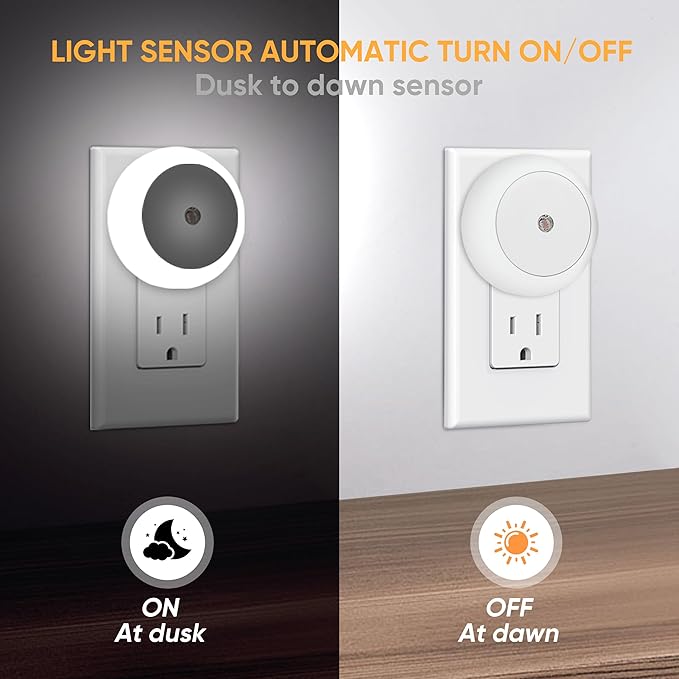 LED Night Light, Night Lights Plug into Wall, Auto Dusk to Dawn Sensor Night Lamp Led Night Light for Bedroom, Bathroom, Hallway Stairs (Cool White, 6 Pack)
