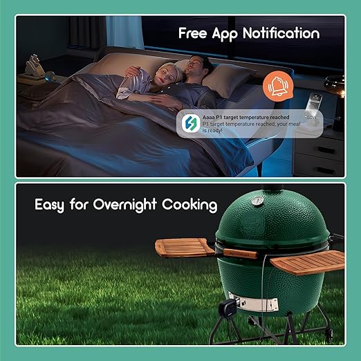 Wi-Fi & Bluetooth BBQ Smoker Temperature Controller with Automatic Smoker Fan, INKBIRD ISC-027BW Grill Thermometer with 4 Probes for Big Green Egg, Kamado Joe, Primo, Vision Grill, Akorn Kamado, Weber