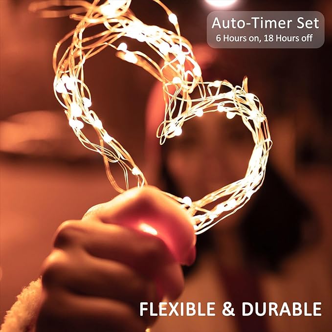 Beieverluck 10 Pack 33FT 100 LED Fairy Lights Battery Operated Fairy Lights with Remote and Timer Waterproof String Lights Outdoor Indoor for Bedroom Wedding Christmas Decorations, Warm White