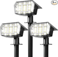 AUDERWIN Solar Lights Outdoor Waterproof IP65, 63 LED 3 Lighting Modes Solar Powered Yard Garden Spot Lights for Outside Landscape- 3 Pack (Cool White)