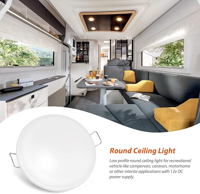 Dream lighting LED 12volt 4.5inch Recessed Mount Ceiling Light with Springs, Interior Down Light for RV Trailer Boat Cabin—Bright Warm White, 3500K, 350lm, Pack of 6
