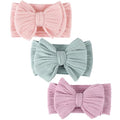 DRESHOW BQUBO Handmade Baby Headbands Soft & Stretchy Hair Bands with Bows Nylon Bows Hairbands for Girls Newborn Infant Toddlers Hair Accessories 3 pack