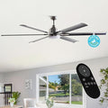 Ceiling Fans with Lights and Remote, 72 Inch Industrial Ceiling Fan for Living Room Bedroom Outdoor Ceiling Fans for Patios, LED Lighting Ceiling Fans, DC Motor Reversible 6 Blades, Brushed Chrome