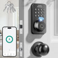 Ulecoce Fingerprint Keypad Deadbolt with Handle Set, Keyless Entry Door Lock, Door Locks for Front Door Lock Set, App Control, Auto Locking, Easy to Install, Matte Black