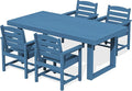 SERWALL HDPE Outdoor Dining Set for 4, 67'' All Weather Patio Dining Table and Chairs Set for Deck, Lawn, Blue