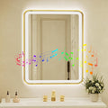 28x40 Inch Gold Framed LED Bathroom Mirror with Lights, Built-in Bluetooth Speaker,Tempered Glass,Dimmable Lighted Bathroom Vanity Mirror with 3 Colors, Backlit + Frontlit, Memory, Anti-Fog