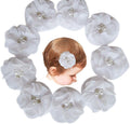 Baby Girls Chiffon Flower Hair Clips with Rhinestones and Pearl,YYCRAFT 10 pcs Party Wedding 2" Hair Accessory for Kids Toddler Infant Girls(Snow White)