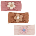 DRESHOW BQUBO Baby Flower Headbands Baby Girls Nylon Headbands Stretchy Hairbands Handmade Hair Accessories for Newborn Infant Toddlers Kids Baby Essentials 3 Pcs