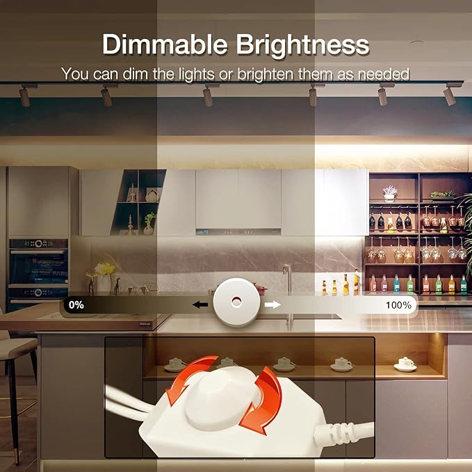 DAYBETTER COB LED Strip, 16.4 ft White LED Strip Lights, Dimmable LED Light Strip 4000K Bright Neutral White, 24V, 1600LEDs, 2835 Flexible LED Tape Light for TV, Bedroom, Kitchen Cabinet, Closet