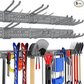 Garage Tool Organizer Wall Mount 96 inches with 18 Adjustable Heavy-Duty Hooks, Garage Organization, Garden Tool Storage Rack, Yard, and Shed, Holds Up to 750 lbs (Grey)