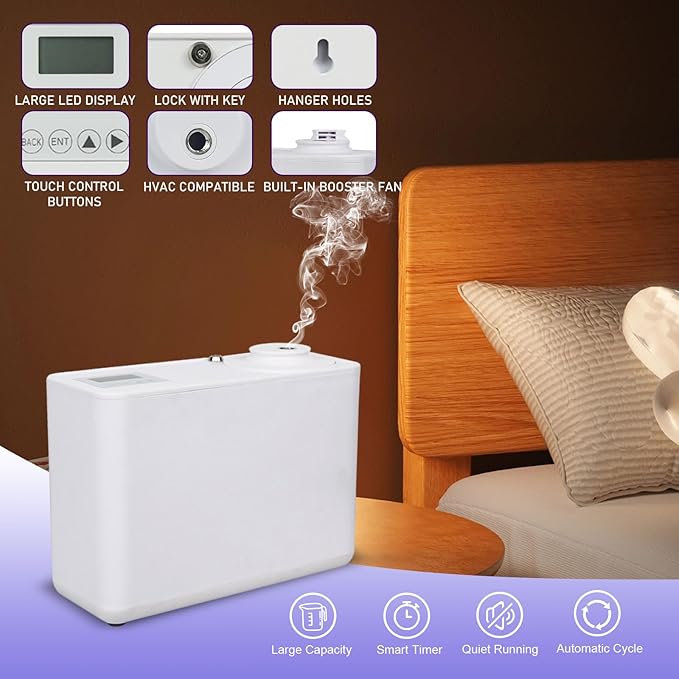 Scent Air Machine for Home, Commercial HVAC App Fragrance Machine Oil Diffuser Essential Oils 800ml, Cover Up to 3000 Sq.Ft, Waterless Aromatherapy for Business, Office, Store, Extra Large Room