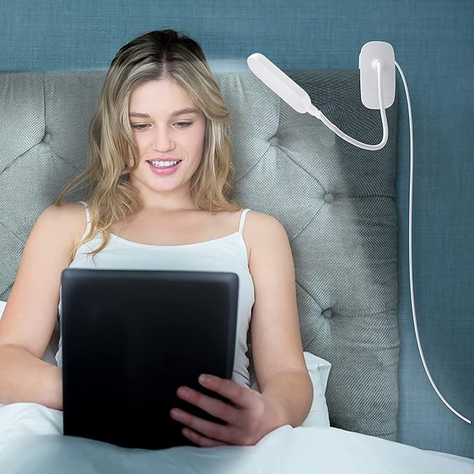 COLORLIFE Desk Lamp Clip On Light-7W 2600mAH Flexible Gooseneck Battery Operated Rechargeable Reading Lamp with Clamp & Stepless Brightness for Desk,Piano,Bed Headboard and Computers