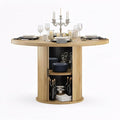 Farini 43" Round Dining Table for 4-6 with Storage Space,Modern Kitchen Room Table with Wood Top & Sturdy Metal Base,Natural