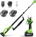 Electric Pruning Shears Cordless with Pole: 1.2" Cutting Diameter 2-in-1 Pole Pruners - 2 Pcs 4.0Ah Batteries, Brushless Motor, Extra SK5 Blade, 4 Cutting Modes Tree Pruner for Gardening