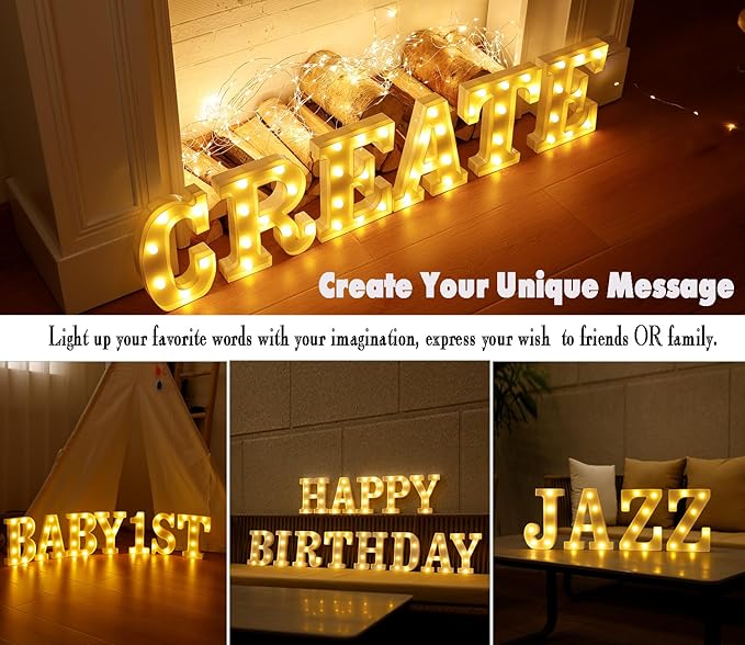 DyingSwan Small Led Marquee Letters, Light Up Letters, 8.58 Inch Led Letter Lights, Battery Powered Lighted Sign for Table, Party, Birthday, Christmas Decor (Letter A)