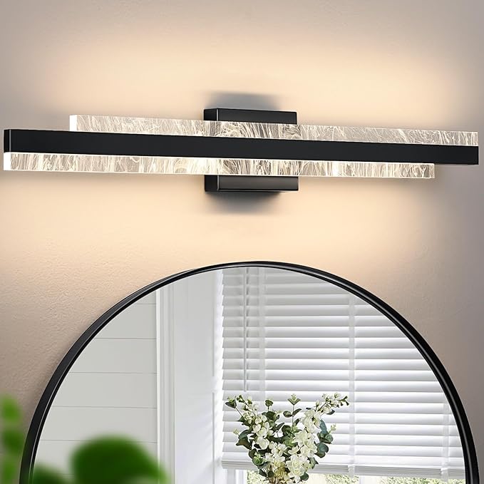 Modern Bathroom Vanity Light: Matte Black 32 inch 28W Dimmable LED Bath Bar Light Fixtures Over Mirror - Wall Sconce Picture Lights for Paintings Cabinets Bedroom 3000k
