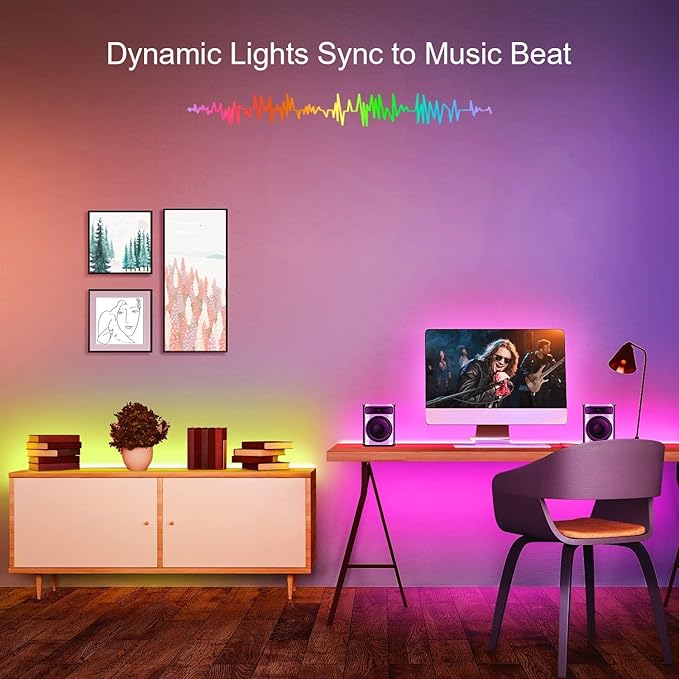 Nexillumi LED Lights for Bedroom 131ft Music Sync Color Changing Led Strip Lights (APP+Remote Control), RGB LED Strip for Room Decor Aesthetic Home Decor Gaming Room